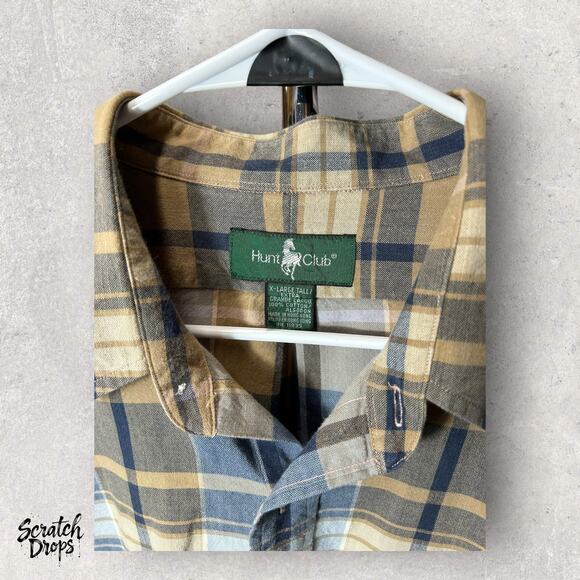 Hunt Club Men's XL/Tall Plaid Button-Down Shirt Casual Short Sleeve Comfortable - Picture 2 of 3
